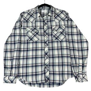Tecovas Brushed Cotton Pearl Snap Button Up Multi Plaid Casual Western Shirt - M